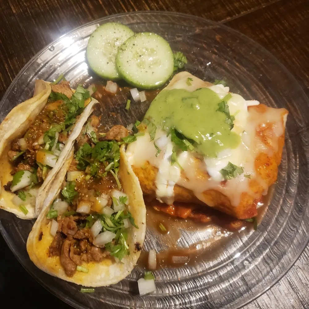 Tacos Adobada Y Burrito